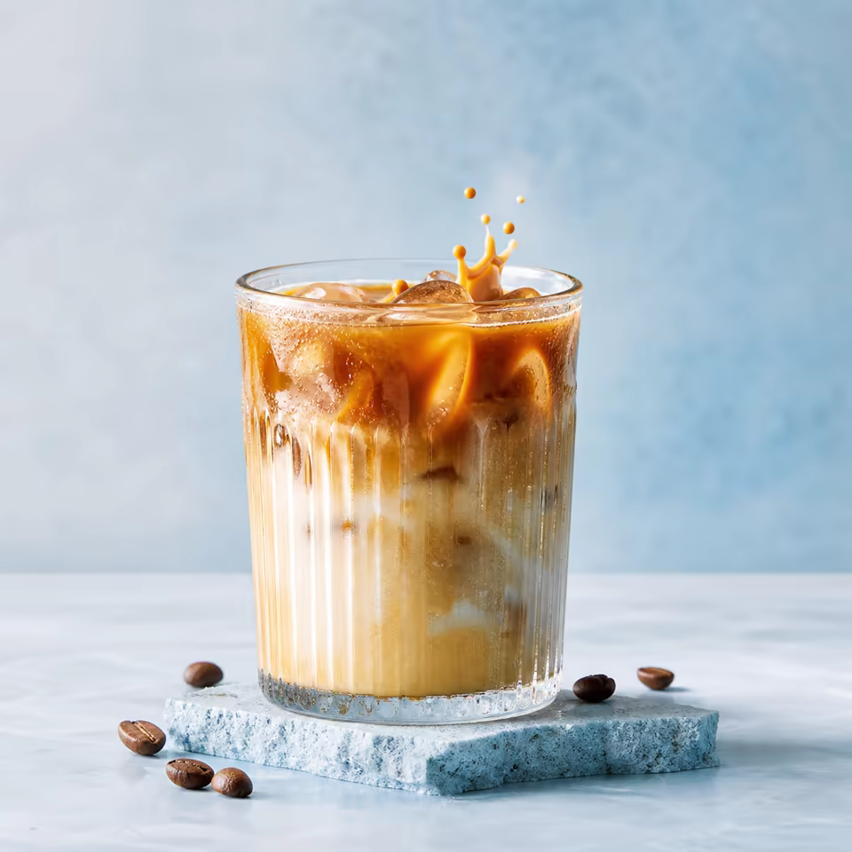 AI-generated iced Spanish latte campaign