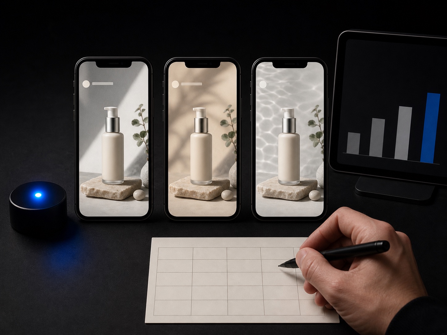Controlled advertising test with three phone-based creative variations