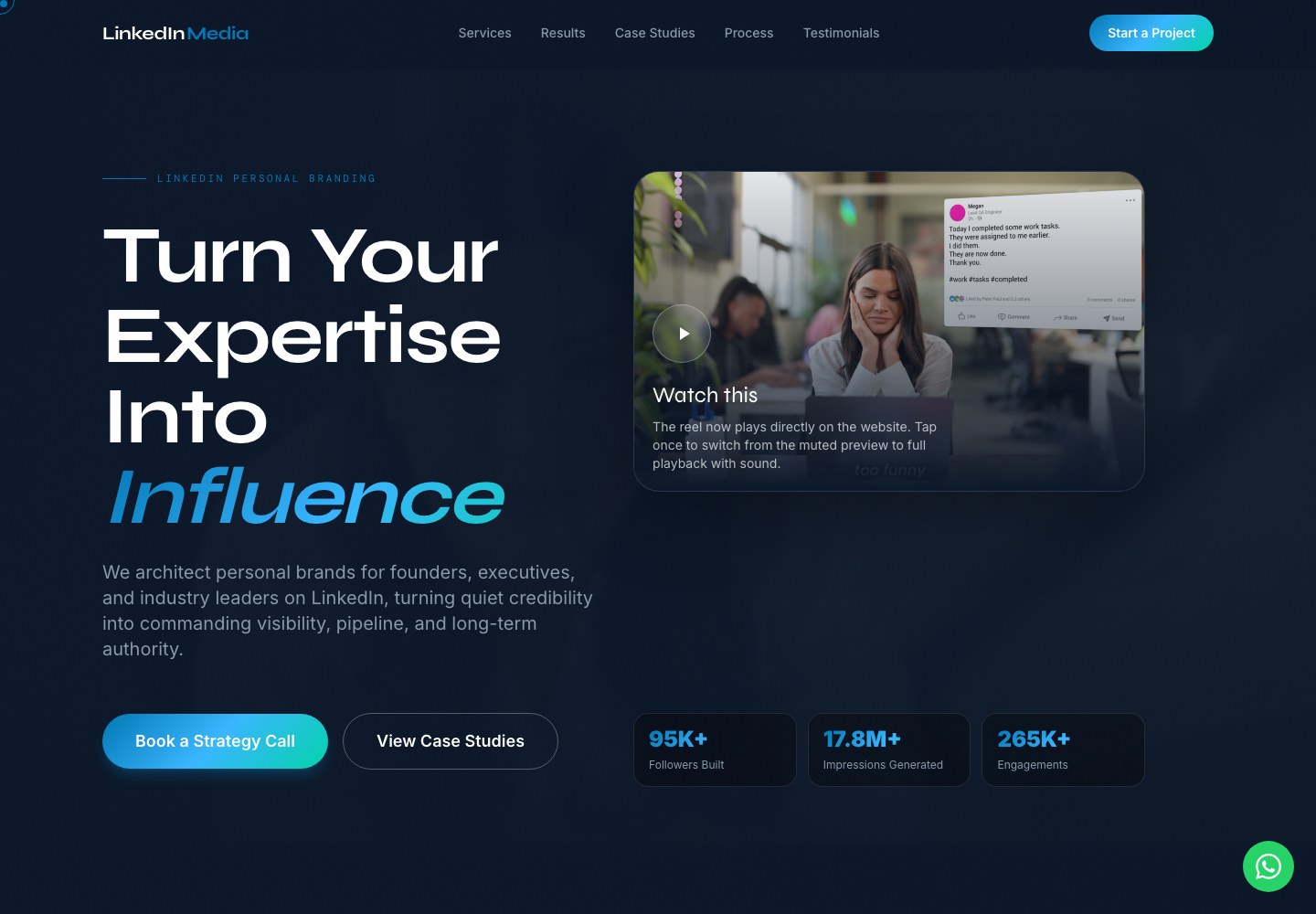 LinkedIn Media personal branding agency website homepage
